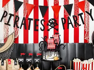 Pirate Party Banner - Black Pirates Party Bunting - Birthday Party Decorations - Picture 1 of 3