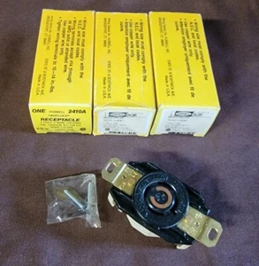 3 Hubbell 2410A TWIST-LOCK Receptacles 3P 4W 20A 125/250 VAC Or DC - Picture 1 of 10