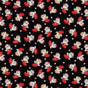 Furry and Bright  Cotton Quilt Studio E Angel Kitty  Christmas By the Yard    - Picture 1 of 3