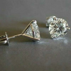 2,50 kt Rundschliff Moissanit Solitär Ohrstecker massiv 14 K Weißgold 4 Love - Bild 1 von 4