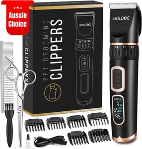 Cordless Dog Clippers 3-Speed Low Noise Pet Grooming Tools for Thick Coats Black - Picture 1 of 12