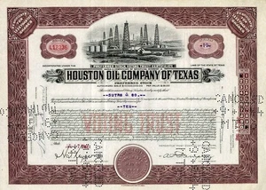1944 Houston Oil Co of Texas Stockl Certificate - Picture 1 of 1