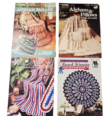 Vintage Crochet Afghan Pattern Booklets Lot of 4 Annie’s & Leisure Arts, Crafts - Image 1 of 4