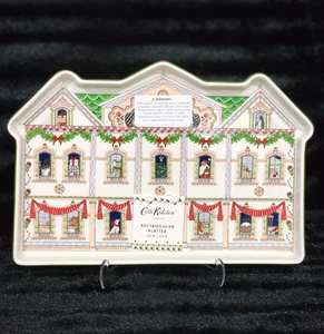 Cath Kidston Christmas DOLLS HOUSE Rectangular Platter 11" Stoneware Tray Green - Picture 1 of 13