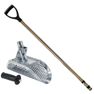 Dune Poseidon 10x5 Stainless Sand Scoop w/ Hex Holes, Large & Collapsible Handle - Picture 1 of 9