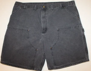 VTG CARHARTT Double Knee B80 BLK Carpenter Duck Leather Patch Size 44x10 Shorts - Picture 1 of 16