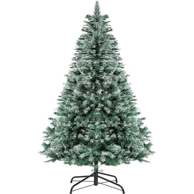 4ft Snow Flocked Christmas Tree & Stand Artificial Bushy Xmas Home Decor 200 Tip - Image 1 of 4