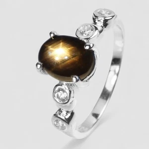 THAILAND BLACK STAR SAPPHIRE 1.85CT 925 STERLING SILVER HANDMADE FINSH FINE RING - Picture 1 of 10