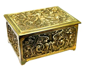 Bronze Schatulle Engel mythologische Motive Engel Fabelwesen Füllhorn - 19010 - - Bild 1 von 5