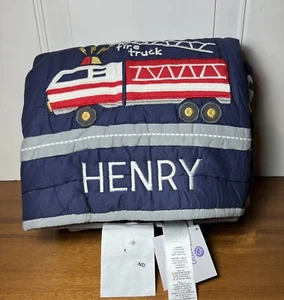 Pottery Barn Kids  Busy Trucks Toddler Quilt Mono Henry - Picture 1 of 5