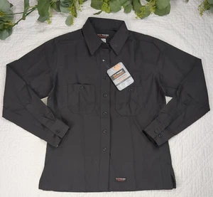 NWT Wrangler Work Wear Womens Dark Gray Button Up Work Shirt Long Sleeve M REG - Picture 1 of 12
