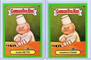 2012 Garbage Pail Kids BNS1 SUSHI SETH & CHOPPED CHAD 9A/B Green Parallels - Picture 1 of 1