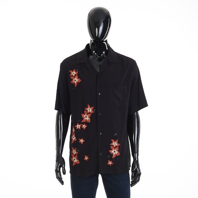 Stussy Contrast Pick Stitched Viscose Shirt Mens M In Peach Orange