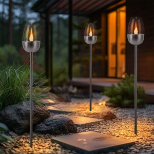 Solarlampe Steckleuchte Außenlampe Erdspieß LED Gartendeko Terassenlampe 3er Set - Bild 1 von 11