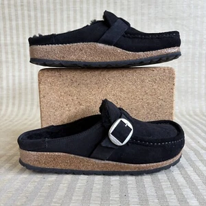 Birkenstock Damen Buckley Shearling Schwarz Wildleder Lammfell Clog Größe 36 EU 5 US - Bild 1 von 20