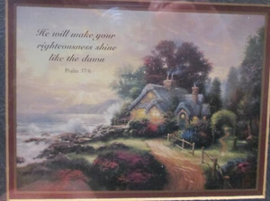 1999 Thomas Kinkade Stampa accento incorniciata Salmo opaco 37:6 COA - Foto 1 di 2