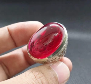 Anillo Anari Yaqoot hecho a mano, anillo de rubí rojo profundo para hombre anillo de plata de ley 925 - Imagen 1 de 4