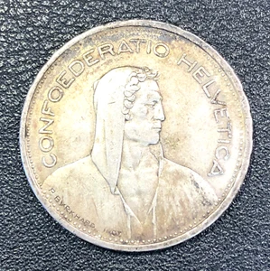 1931-B Switzerland SILVER 5 Francs Swiss Coin Higher Grade EF! - Picture 1 of 2