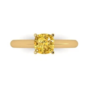 1Ct Cushion Cut Natural Citrine Solitaire Engagement Ring, 14K Yellow Gold - Picture 1 of 11