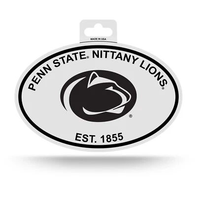 Penn State Nittany Lions Oval Decal Sticker 3x5 Inches Free Ship Black & White - Image 1 of 2