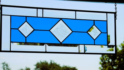 Classic Stained Glass with a modern Blue color 21” x8” Cover