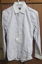 J. Ferrar Tonal Gray Geo Slim Stretch Dress Shirt S, 14-14-1/2, 32-33, NEW