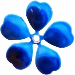 Blue Flower Shape Bead WaterColor Like Charm Crafts Jewelry Making 28 mm Vintage