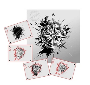 AS-396 Compass step by step stencil template acryl airbrush spray wall paint - Bild 1 von 3