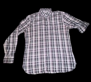 JOHN VARVATOS USA Large Long Sleeve Roll Tab Button Down Plaid Shirt Peace Sign - Picture 1 of 8