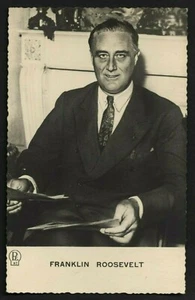 FRANKLIN D. ROOSEVELT FDR 1930's Photo Postcard 3.5 x 5.5 Deckle Edge - EX+ Cond - Picture 1 of 2