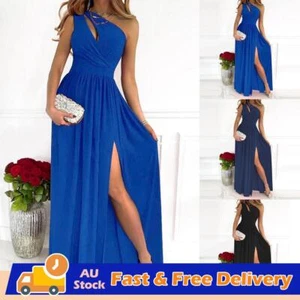 Womens Sexy Side Split One Shoulder Maxi Long Dress Evening Party Ball Gown Size - Picture 1 of 25