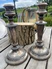 Antique Silver On Copper Candlestick Holders - Unusual Patina