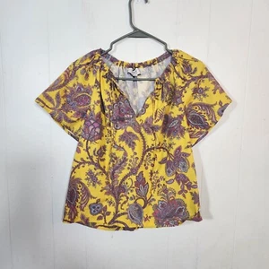 J. Crew Collection Tie-Neck Cotton Poplin Top in Ratti Golden Paisley Size XS - Picture 1 of 17