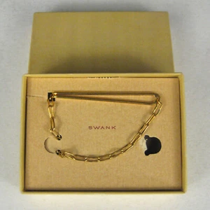 Swank Mens Tie Clip Cravat Goldtone Box Double Bar Vintage Circa 1933 - Picture 1 of 7
