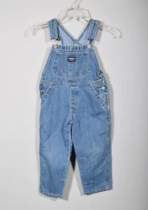 Vintage Girl's OshKosh B'Gosh Vestbak Blue Denim Jean Bib Front Overalls Sz 4 - Picture 1 of 4