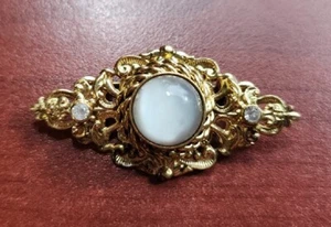 Hermoso Broche Prendedor Tono Dorado Imitación Perla Cabujones 2 x 1 Pulgada BONITO - Imagen 1 de 4