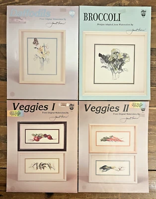 Green Apple floral and vegetable-themed counted cross stitch leaflets u choose - Image 1 of 4