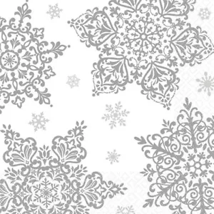 Snowflake Shining Season Beverage Napkins Paper Bulk Pack 125 Per Pack 5" x 5" - Picture 1 of 1