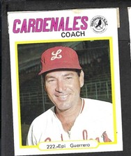 1977 1977-78 Venezuelan Winter League Stickers Sticker Epi Guerrero Cardenales