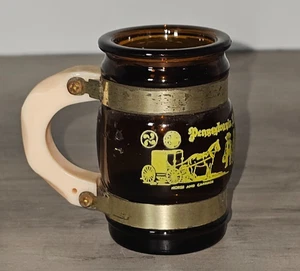Miniatura Pennsylvania Dutch Country marrón ámbar taza de vidrio mango de madera recuerdo - Imagen 1 de 7