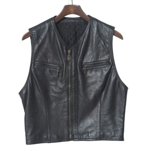 Gianni Versace Vintage Best Size 46 Medusa Zip Leather Gilet in Black Brande... - Picture 1 of 9
