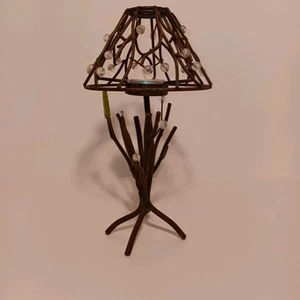 Teelicht Kerzenhalter Metall Blatt mit Schirm massiv gedreht Metall - Bild 1 von 8