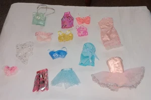 Barbie Clothes Lot of 14 Vintage Mix Bralette Skirt Midi Dress Lace Glitter - Picture 1 of 5