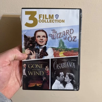 3 Film Collection: the Wizard of Oz/Gone with the Wind/Casablanca (DVD,2020) NEW - Image 1 of 2
