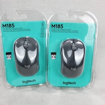 2 - Logitech M185 2.4Ghz Wireless Optical Mouse Gray Plug & Play - NEW - Image 1 of 4