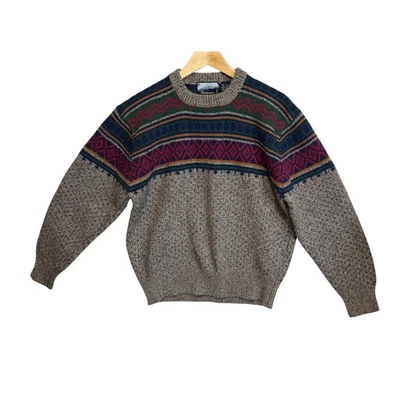Fieldmaster Mens Wool Blend Fair Isle Pattern Sweater Size M Preppy Cabin Lodge - Image 1 of 4