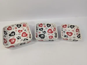 Temptations 3er Set Pawfetti 4 Unzen Dip 4" Sq. Dippnapf Tablett Hundepfotenabdrücke - Bild 1 von 7