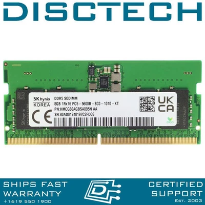 SK Hynix HMCG66AGBSA095N AA 8GB DDR5 1Rx16 PC5-44800 5600MHZ SODIMM RAM - Image 1 of 2