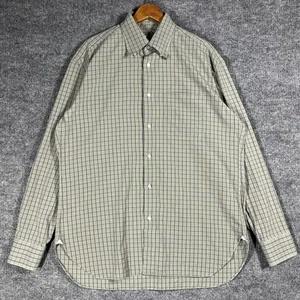 Luigi Borrelli Napoli Dress Shirt Men's M Green Plaid Long Sleeve Button Down - Picture 1 of 18