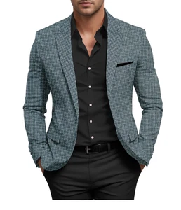Blazer Traje a Cuadros Chaqueta Cuello Extendido Terry Rayón Moda Para Hombre Elina XXL - Imagen 1 de 4